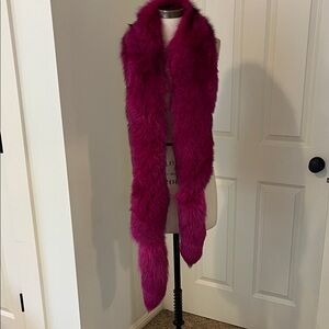 Real fox Fur Scarf in Vibrant Pink rare